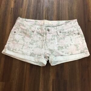 Bullhead Faded Roses Green/Pink Short Denim Shorts